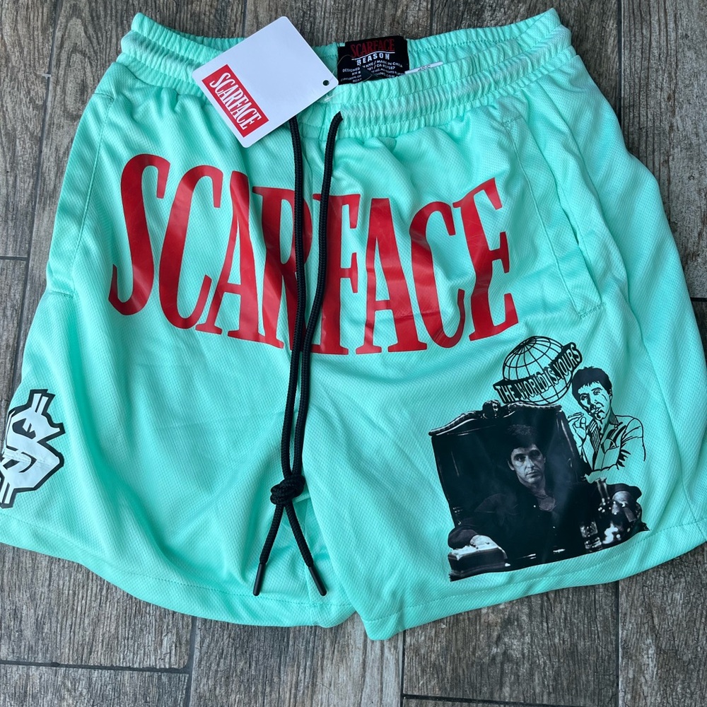 Scarface Universal Mint Green Scarface Graphic Men's Athletic Shorts